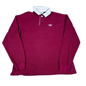Vintage 80s Adidas longsleeve polo mens Medium sportswear 1980s retro embroider